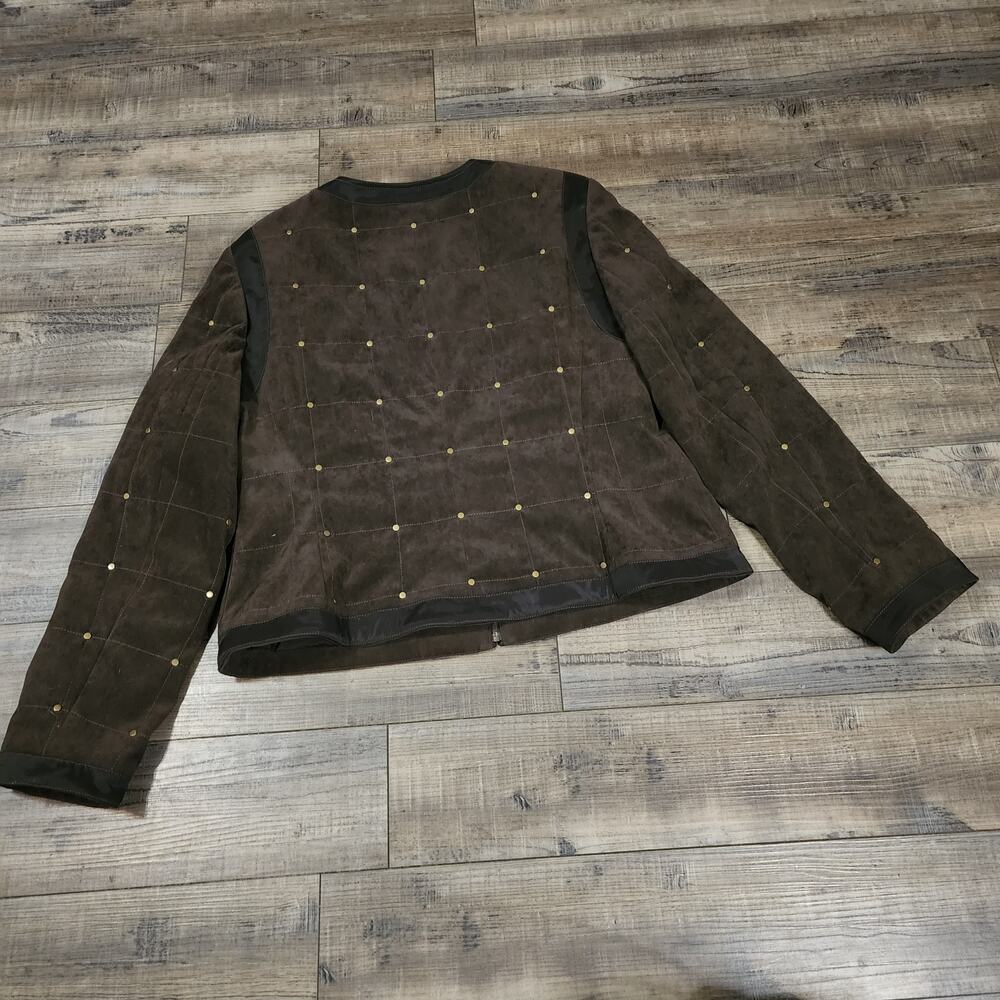 Doncaster brown studded jacket faux suede Size 14 C